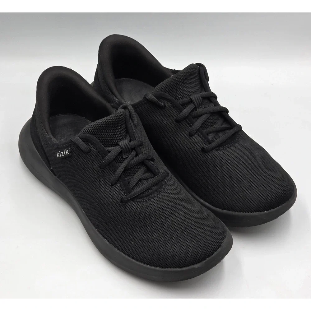 Kizik Womens 8.5 Mens 7 Black Madrid Eco Knit Stretch Lace Comfort Shoe Sneakers